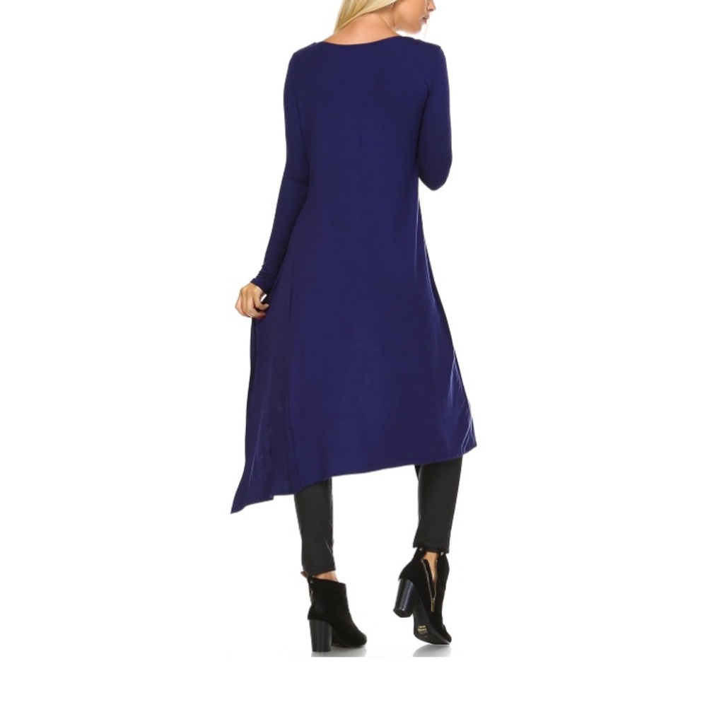 Isaac Liev Boho Cardigan, Extra Long, Royal Blue, Size L - Picture 4 of 10
